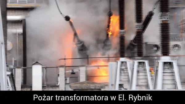 Pożar transformatora w elektrowni rybnik